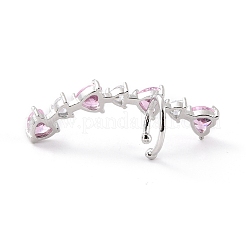 Orecchino polsino in zirconia cubica cuore rosa per il piercing&nbsp;EJEW-C002-13P-RS