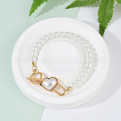 Herz-Perlenarmbänder aus 304 Edelstahl&nbsp;BJEW-L610-21G-01