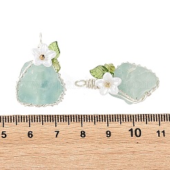 Pendentifs en fluorite verte naturelle enroulés de fil de cuivre&nbsp;PALLOY-TA00434