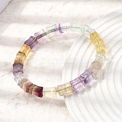 Bracelets extensibles en perles de bambou et fluorite arc-en-ciel naturelle pour femmes&nbsp;GG-CBA3F02-03