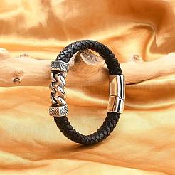 1 Stück geflochtene Lederarmband für Männer&nbsp;BJEW-DJ0001-13