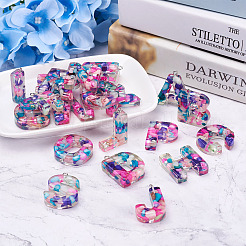 26 pièces 26 lettres pendentifs en résine époxy transparente&nbsp;CRES-TA0001-15