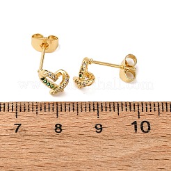 Aretes con forma de corazón y circonita cúbica con micropavé de latón&nbsp;EJEW-K267-27G