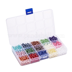 1200pcs 15 Farben nachgemachte Perlenacrylperlen&nbsp;OACR-YW0001-12
