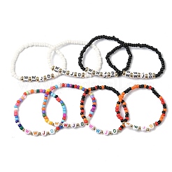 WWJD (Was würde Jesus tun?) Stretch-Armbänder aus Acryl&nbsp;BJEW-K299-01