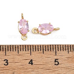 Breloques connecteurs ovales en laiton pavé de zircone cubique shegrace&nbsp;XGRQ2O174-437B-G