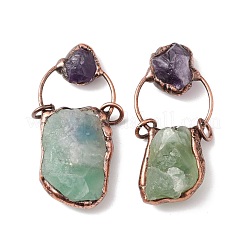 Colgantes grandes de aventurina verde natural en bruto y amatista&nbsp;G-I324-03R-01