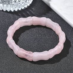 Stretch-Armbänder aus Bambus mit natürlichen Rosenquarzperlen für Damen und Herren&nbsp;BJEW-K304-01M