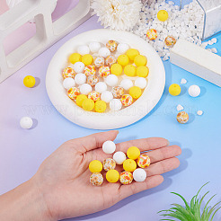 60 Stück 4 Stile Silikonperlen runde Gummiperle 15mm lose Abstandsperlen für DIY-Zubehör Schmuck Schlüsselanhängerherstellung&nbsp;FIND-TA0010-30C