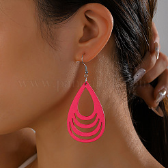 Boucles d'oreilles pendantes en bois ajouré en forme de larme&nbsp;FS-WG56C65-05