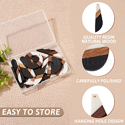 20 pièces 10 styles pendentifs en résine opaque et bois de noyer&nbsp;RESI-TA0001-65