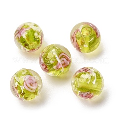 Brins de perles lumineuses faites à la main en verre doré&nbsp;LAMP-B028-03M-10mm