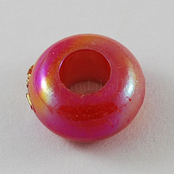 Große Loch undurchsichtig ab Farbe Acryl Rondelle Europäischen Perlen&nbsp;SACR-R697-M44