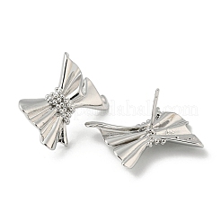 Orecchini a bottone in ottone placcato con fiocco bowknot&nbsp;EJEW-F331-31P