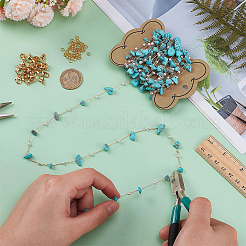 Kits de fabrication de colliers/bracelets en chaînes perlées en laiton et en turquoise synthétique faits à la main&nbsp;DIY-FG0006-70B