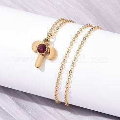Collar con colgante de constelación de piedra de nacimiento con taladro de vidrio de acero inoxidable 304&nbsp;STAS-D305-08G-A