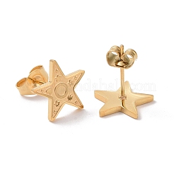Boucles d'oreilles à tige en acier inoxydable 304 plaqué ion (IP) en forme d'étoile avec cœur pour femmes&nbsp;STAS-I693-05G