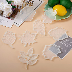 8 Stück 8 Stile Blumen- und Blatt-DIY-Silikonformen für Tassenmatten&nbsp;DIY-FW0001-25