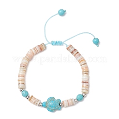 2 bracciale di perline intrecciate in conchiglia d'acqua dolce naturale a forma di stella marina e tartaruga&nbsp;BJEW-JB11919-01