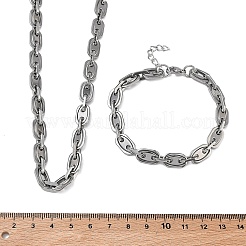 Sets aus ovalen Gliederketten und Armbändern aus Edelstahl 304&nbsp;SJEW-D091-08P
