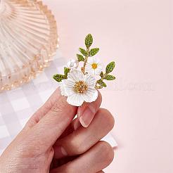 Margherita spilla fiore smalto della lega girasole spilla pin conchiglia bianca perline spille distintivo gioielli per giacche zaino corpetto bavero sciarpa accessori di abbigliamento&nbsp;JBR103A