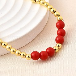 Braccialetti elastici in perle rotonde imitazione abs per le donne&nbsp;BJEW-D317-12B-G