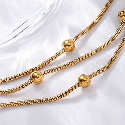 Pulseras de bolas de múltiples hilos de acero inoxidable&nbsp;BJEW-L687-01G