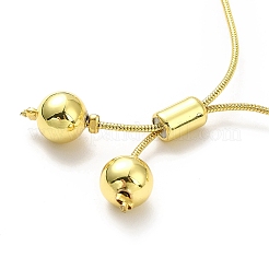 Runde Perlen-Schieberegler-Armbänder aus Messing für Damen&nbsp;X-BJEW-M232-01G-D