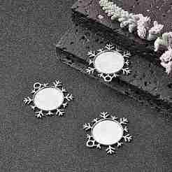 Ornements de noël en alliage de flocon de neige pendentif cabochon supports&nbsp;TIBEP-O006-29AS