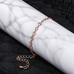 Pulseras de cadena de cable de latón chapado en rack ajustables para mujeres&nbsp;BJEW-G735-17RG