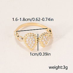 Offene Manschettenringe aus Messing mit Mikropavé und Zirkonia für Damen&nbsp;BQ0682-5