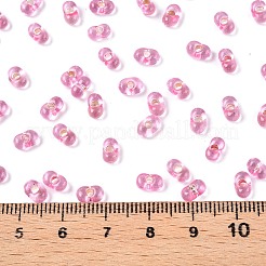 Perles de rocaille en verre transparentes avec peinture à cuisson&nbsp;SEED-N006-05D