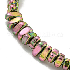 Pulseras elásticas con cuentas de hematita sintética no magnética chapadas en arcoíris ovaladas para mujeres y hombres&nbsp;BJEW-K242-01