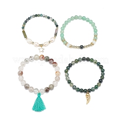 4 pz 4 stile naturale e sintetico misto pietre preziose e braccialetti elastici perla set&nbsp;BJEW-JB08887