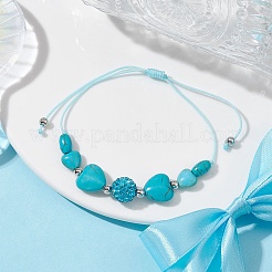 Braccialetti con perline intrecciate turchesi sintetiche a forma di cuore&nbsp;BJEW-JB09822