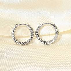 Boucles d'oreilles créoles rainurées en acier inoxydable 304 anti-ternissement&nbsp;X-EJEW-M218-01B-P