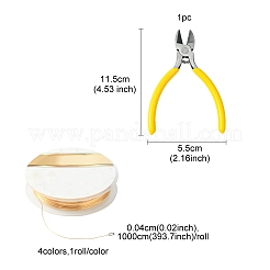 4 rouleaux de fil rond en cuivre 4 couleurs pour la fabrication de bijoux&nbsp;CWIR-FS0001-01