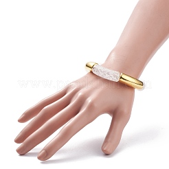 8 pièces 8 couleurs couleur bonbon acrylique et ccb en plastique tube incurvé gros bracelets extensibles ensemble pour les femmes&nbsp;BJEW-JB08139
