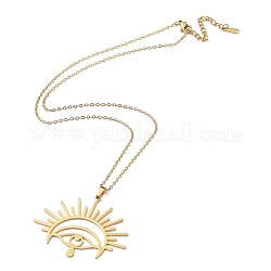 201 Halskette mit Sonnen- und Augenanhänger aus Edelstahl mit Kabelketten, golden, 18.11 Zoll (46 cm)