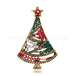 Bunte Weihnachtsbaum-Emaille-Anstecknadel, Legierungsbrosche für Rucksackkleidung, Antik Golden, 47x30 mm