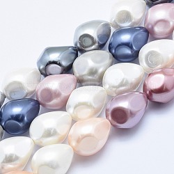 Fili di perle di conchiglia di elettropeste, sfaccettato, lacrima, colore misto, 18x13~14mm, Foro: 1 mm, circa 22pcs/filo, 15.7 pollice (40 cm)