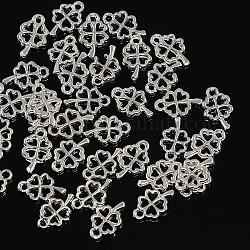 Tibetan Style Alloy Charms, Lead Free & Nickel Free, Clover, Silver, 10x6x1mm, Hole: 1mm