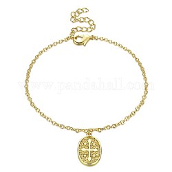 Bracelets avec breloques en laiton à la mode, ovale avec croix, or, 7-1/2 pouces (190 mm)