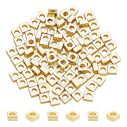 Benecreat perline distanziali in ottone da 100 pz, placcato di lunga durata, quadrato, vero placcato oro 14k, 3x3x1.5mm, Foro: 1.6 mm