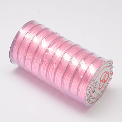 Cuerda de cristal elástica plana, Hilo de cuentas elástico, para hacer la pulsera elástica, rosa perla, 0.8mm, alrededor de 10.93 yarda (10 m) / rollo