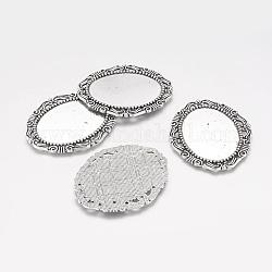 Alloy Cabochon Settings, Cadmium Free & Nickel Free & Lead Free, DIY Material for Hair Accessories, Oval, Antique Silver, Tray: 40x30mm, 54x45x2mm