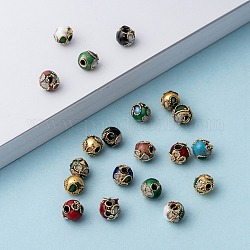 Perles en cloisonné Manuelles, ronde, couleur mixte, ronde, 6 mm (+ - 0.5~1 mm), trou: environ 1~1.5 mm