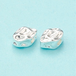 Perline in ottone, ovale irregolare, argento, 6x5x3.5mm, Foro: 1.6 mm