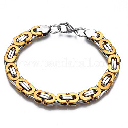 201 bracelet chaîne byzantine en acier inoxydable pour homme femme, sans nickel, couleur inoxydable, 8-5/8 pouce (22 cm)