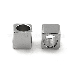 201 cubo di perline in acciaio inossidabile, colore acciaio inossidabile, 2x2x2mm, Foro: 1.3 mm